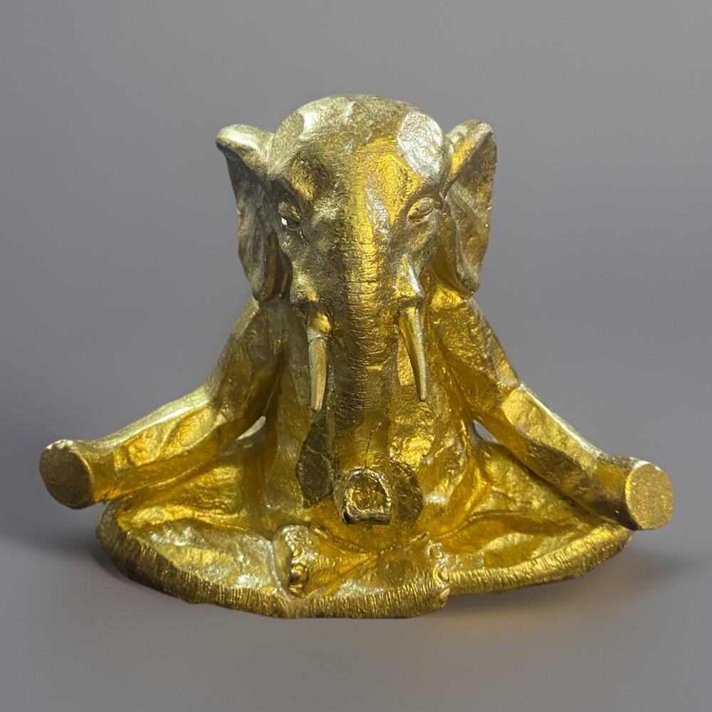 Namaste Serene Yoga Meditating Elephant Figurine 7.5"wx 6"hx3.5"d